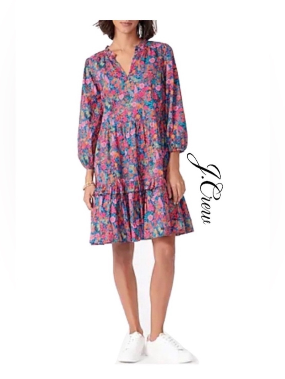 Ruffleneck Tiered Popover Liberty® Ciara Dress. Size S